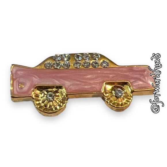 Bundle Sale 3 for $15 | Enamel Pink Car Brooch with Rhinestones - Picture 6 of 8
